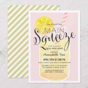 Main Squeeze Lemonade Pink Virtual Bridal Shower Invitation