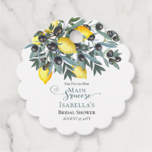 Main Squeeze Lemons   Black Olives Bridal Shower Favour Tags
