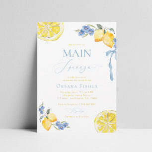 Main Squeeze Lemons Blue Italian Bridal Shower Invitation