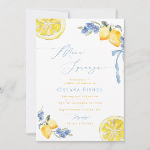 Main Squeeze Lemons Blue Italian Bridal Shower Invitation