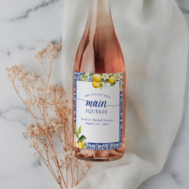 Main Squeeze Lemons & Blue Mediterranean Wine Label (Creator Uploaded)