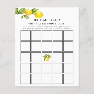 Main Squeeze Lemons Bridal Bingo Game Card