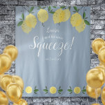 Main Squeeze Lemons Bridal Shower Blue Photo Prop Tapestry<br><div class="desc">Featuring lemons greenery on a dusty blue background,  this stylish botanical bridal shower photo backdrop can be personalized with your special event information. Designed by Thisisnotme©</div>