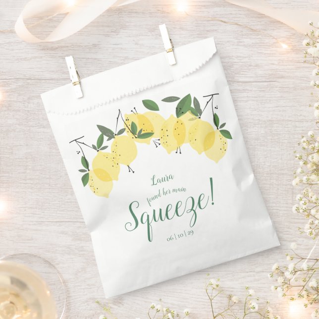 Main Squeeze Lemons Bridal Shower Favour Bag (Clipped)