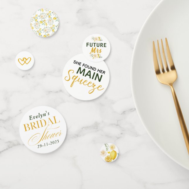 Main Squeeze Lemons Eucalyptus Rose Bridal Shower  Confetti (Group)