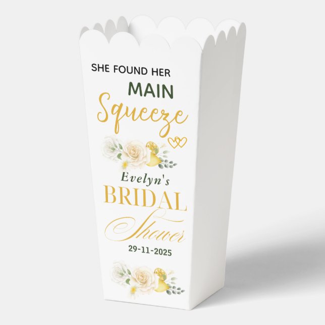 Main Squeeze Lemons Eucalyptus Rose Bridal Shower  Favor Box (Front)