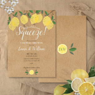 Main Squeeze Lemons Rustic Kraft Couples Shower Invitation