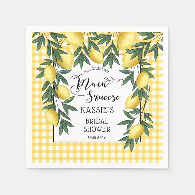 Main Squeeze Lemons Tropical Bridal Shower Napkin (Front)