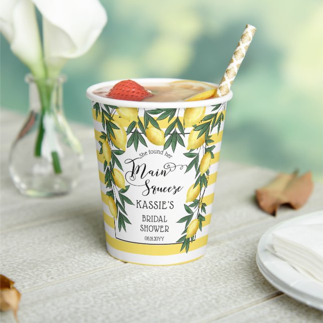 Main Squeeze Lemons Tropical Bridal Shower Paper C Paper Cups (Insitu)