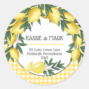 Main Squeeze Lemons Tropical Return Address Classic Round Sticker