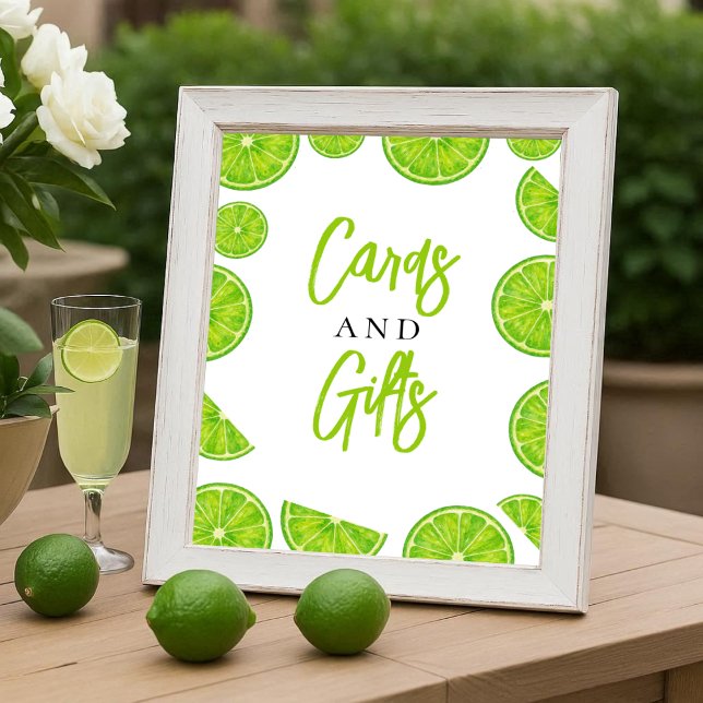 Main Squeeze Lime Bridal Shower Cards & Gifts Sign (Creator Uploaded)