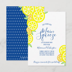 MAIN SQUEEZE summer lemon BRIDAL SHOWER blue Invitation