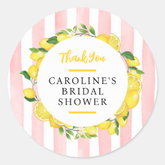 Main Squeeze Summer Lemon Bridal Shower Favour Classic Round Sticker