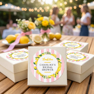 Main Squeeze Summer Lemon Bridal Shower Favour Classic Round Sticker