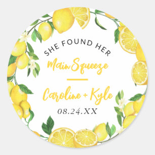 Main Squeeze Summer Lemon Bridal Shower Favour Classic Round Sticker
