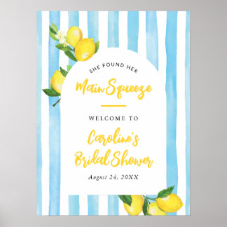 Main Squeeze Summer Lemon Bridal Shower Welcome Poster