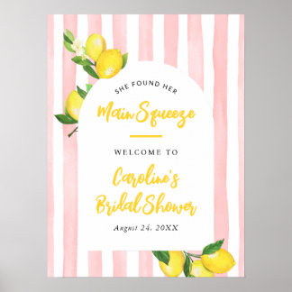 Main Squeeze Summer Lemon Bridal Shower Welcome Poster