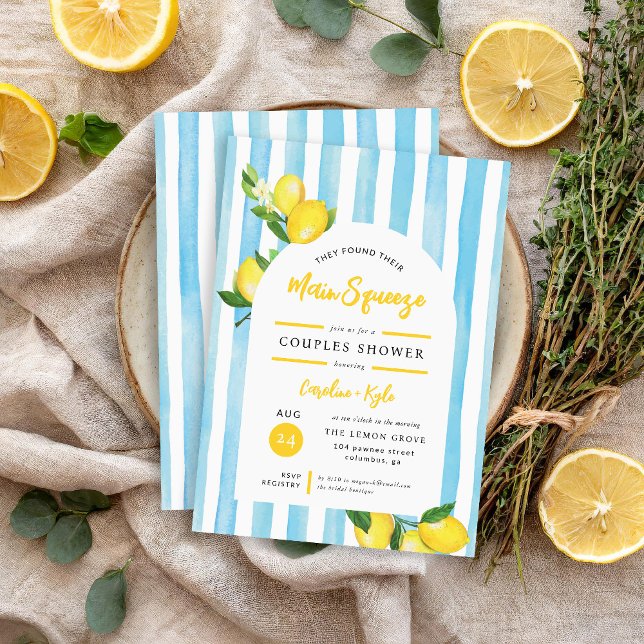 Main Squeeze Summer Lemon Couples Shower Invitation (Creator Uploaded)