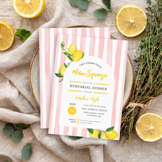 Main Squeeze Summer Lemon Rehearsal Dinner Invitation (Creator Uploaded)
