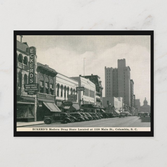 Main St., Columbia, SC Vintage Postcard (Front)