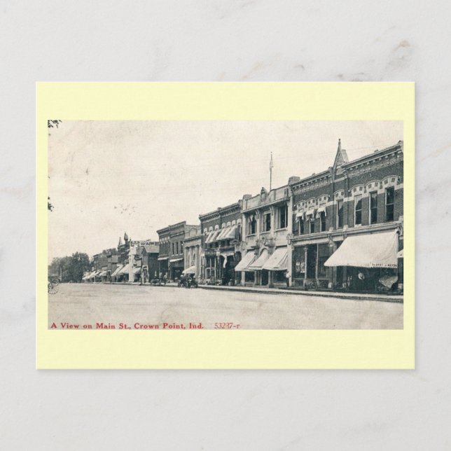 Main St., Crown Point, Indiana Vintage Postcard (Front)