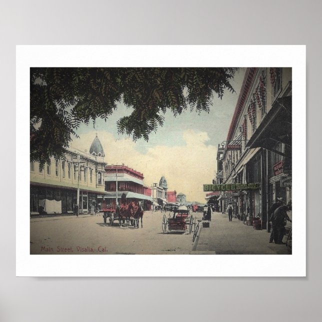 Main St., Visalia, California Vintage Poster (Front)
