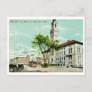 Main St., Worcester, MA Vintage Postcard
