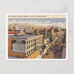 Main Street Boise Idaho 1940s Vintage Style Postcard