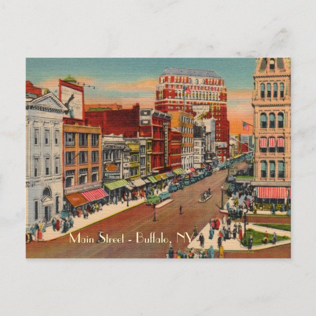 Main Street - Buffalo, NY Vintage Postcard (Front)