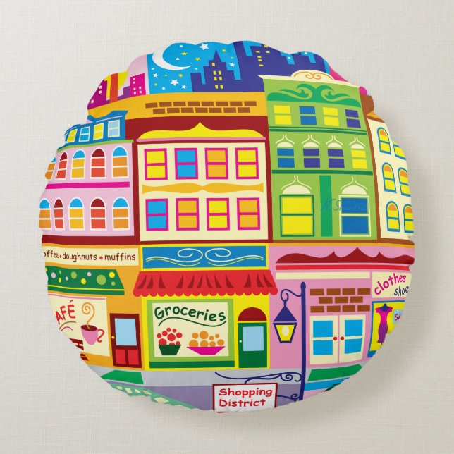 Main Street Colours Round Pillow (Front)