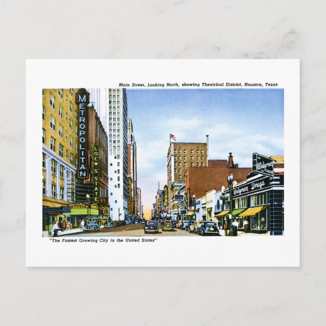 Main Street, Houston, Texas Postcard (Front)