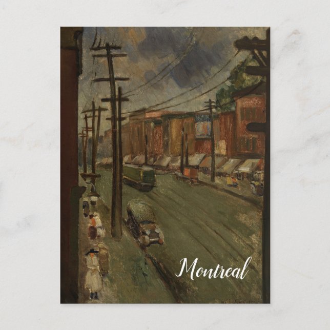 Main Street in Montreal Canada Vintage Painting Postcard (Front)