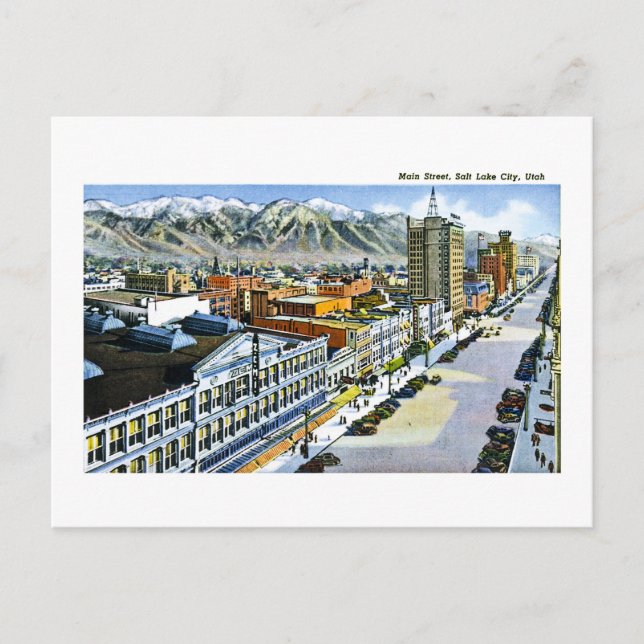 Main Street, Salt Lake City, Utah Postcard (Front)
