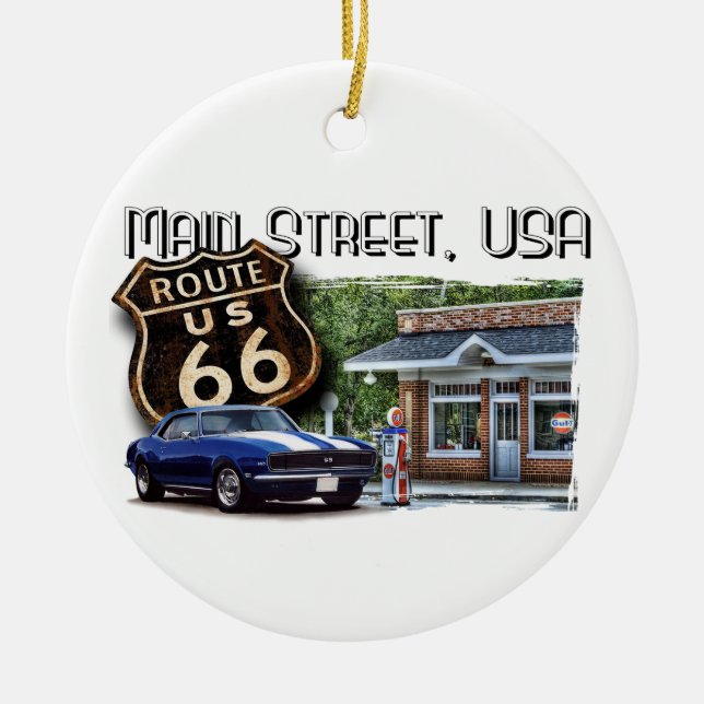 Main Street USA Camaro Scene Ceramic Ornament (Front)