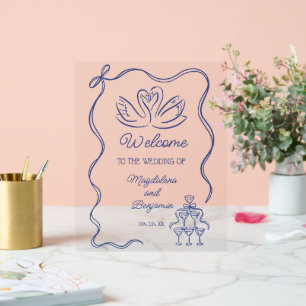 Main vintage Levée Marine Bleu Retro Mariage Bienv