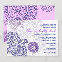 MAIN violette HAMSA MAIN DE DIEU Invitation Bat mi