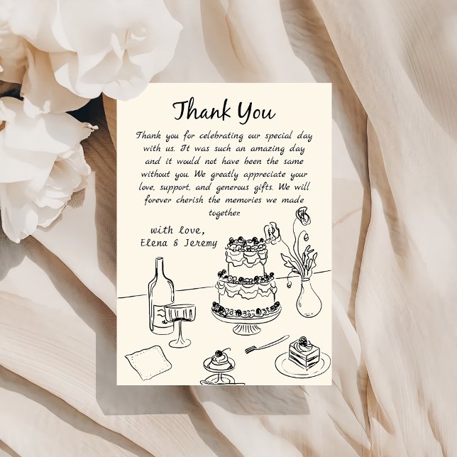 Main Whimsical tiré Carte de remerciements Mariage (Créateur téléchargé)