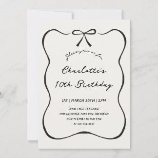Main Whimsical Tirée Bow Noir Invitation Anniversa