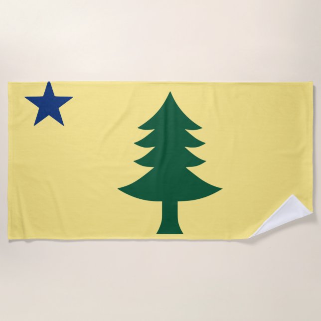 Maine 1901 State Flag Beach Towel (Front)