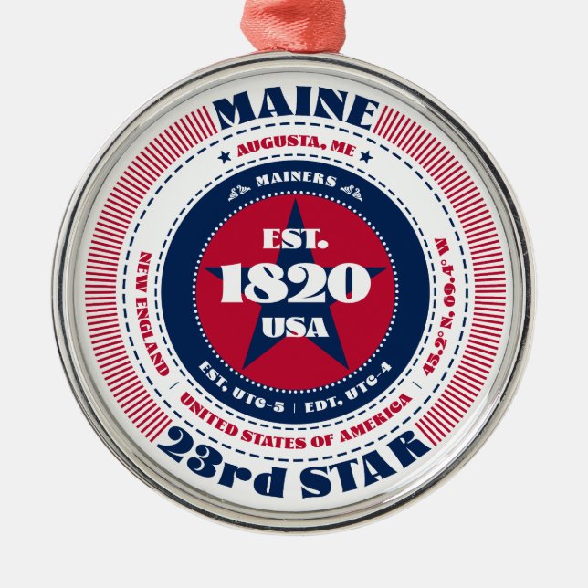 Maine 23rd State Christmas Ornament (Front)