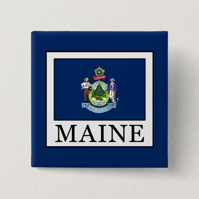 Maine 2 Inch Square Button (Front)