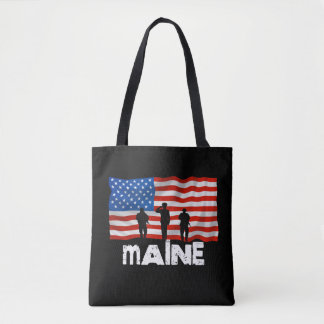 Maine American Flag Christmas Tote Bag