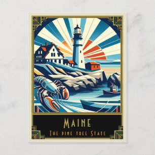 Maine Art Deco Postcard