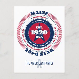 Maine, Augusta, ME, Patriotic, Monogram Postcard