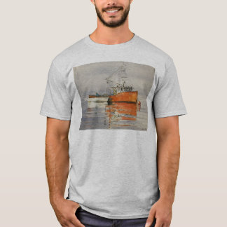 Maine bateau de pêche marine océan orange T-shirt