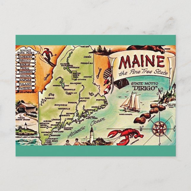 Maine - Carte postale du Pine Tree State (Devant)