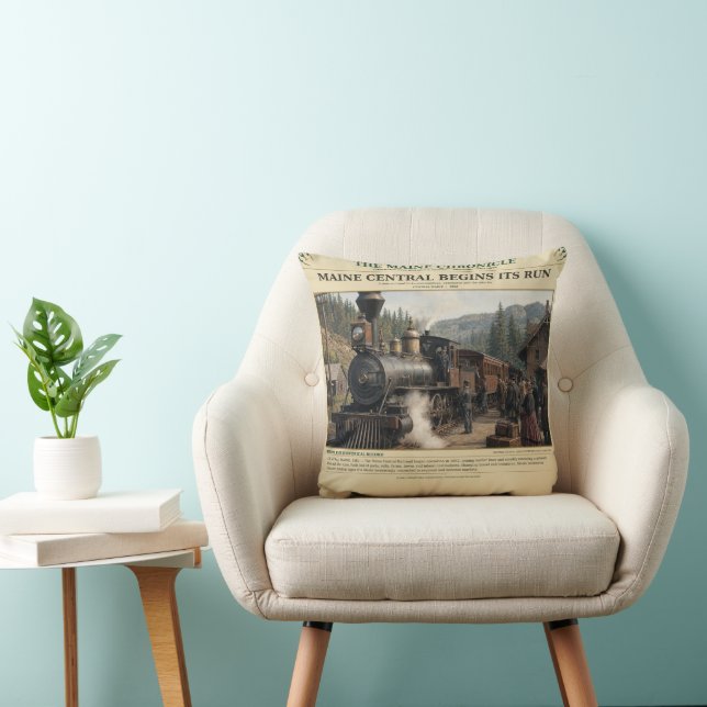 Maine Central Begins Its Run | 1862 | Throw Pillow (Chair)