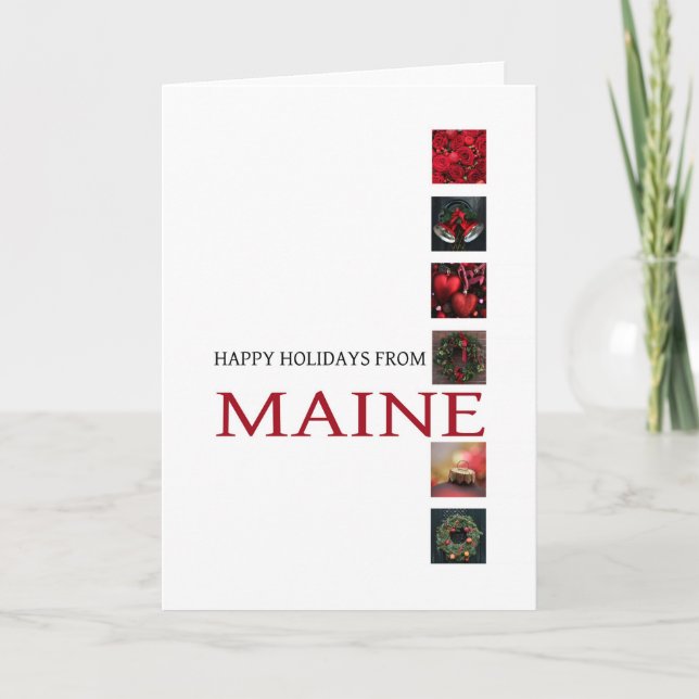 Maine Christmas Card with ornaments (Front)