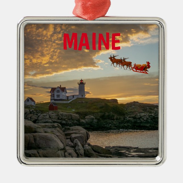 Maine Christmas Ceramic Ornament (Front)