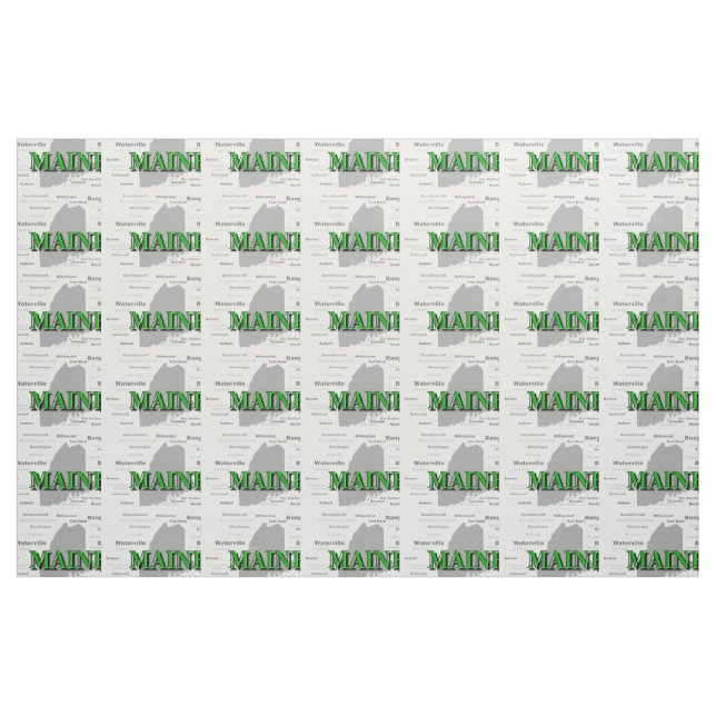 Maine Cities And Towns State Pride Map Fabric (Fat Quarter)